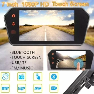 1080P Car 7" Touch Screen Rearview Mirror Monitor Video Player FM/TF/USB - Image 1 of 4