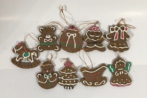 Lot Of 9 Ginger Bread Cookie Christmas Ornaments 2.5in Bear Tree Snowman Santa - Picture 1 of 16
