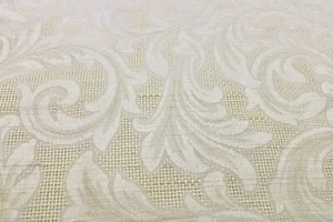 Fabric Remnant: Cream Tone on Tone Casement Swirl Damask with a Sheen - Picture 1 of 4