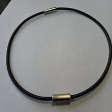 Black Rubber Necklet with Stainless Steel Motif & Clasp by Unique