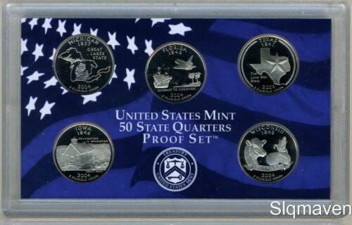 2004 S Clad State Deep Cameo Gem Proof Quarter Set No Box/Coa