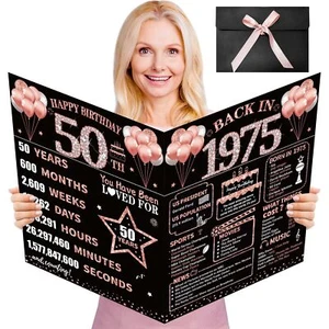 Tarjeta grande de 50 cumpleaños con sobre decoraciones de feliz 50 cumpleaños para W - Imagen 1 de 6