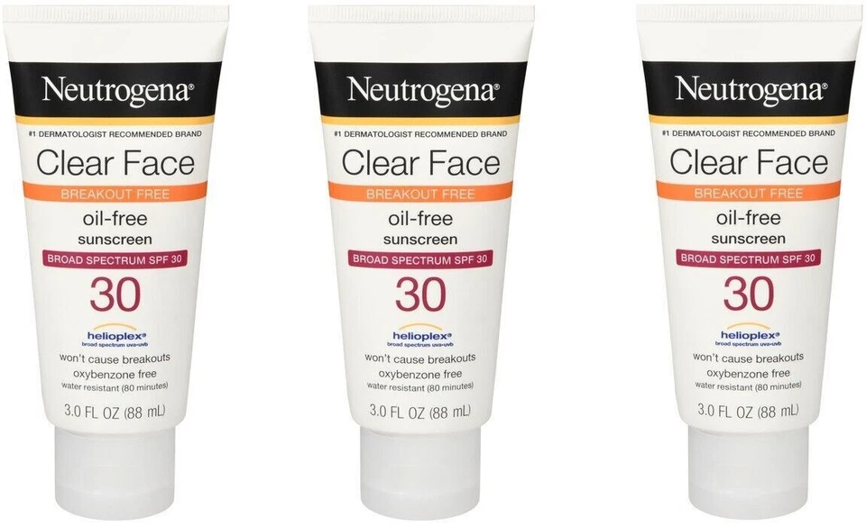 Neutrogena Clear Face Sunscreen Lotion SPF 30 3 Oz