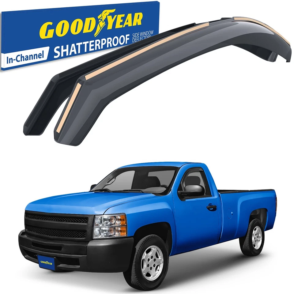 Parasoles de lluvia protectores contra el viento para Chevy Silverado 2007-2013 cabina regular Foto 1 de 4