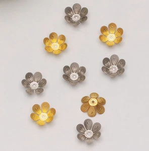 DIY 200X six-leaf metal flower tray flower hat vintage Headwear accessories 12MM - Picture 1 of 8
