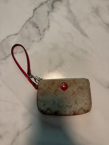 Coach Marsupio da Polso Donna Piccolo Marrone Firmato Tela Cinturino da Polso Staccabile