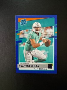 2020 Donruss Rated Rookie Tua Tagovailoa RC Press Proof Blue #302 Miami Dolphins