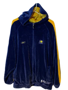 Vintage Reebok Fusion Indiana Pacers NBA Logo Velour Hoodie Men's XL - Picture 1 of 8