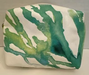La Mer Zip Green Seagrass Coral Underwater Cosmetic Bag Pouch 4”x6”x1.5” Lined - Picture 1 of 7