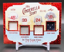 2022 Leaf In The Game Used MARTINEZ/VARITEK/RAMIREZ/DAMON quad relic #33/45