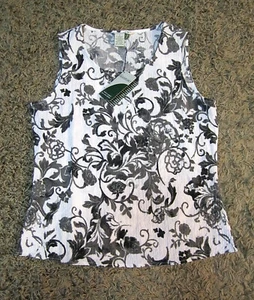 ORVIS PASSPORT – FLORAL TANK TOP – BLACK & WHITE – WOMEN’S SMALL - NWT - Picture 1 of 4
