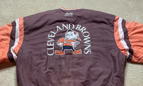 1990s CLEVELAND BROWNS NFL Mirage Throwback Insulated Brownie Jacket Coat 2XL Cover