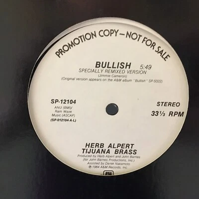 HERB  ALPERT       12"     SINGLE ,  BULLISH   ( PROMO ) - Image 1 of 2