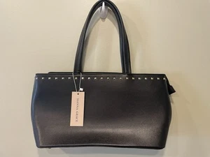 Hanna Grace Shoulder Bag Black Fashion Purse Handles Zip Up Studded Brand New - Picture 1 of 9