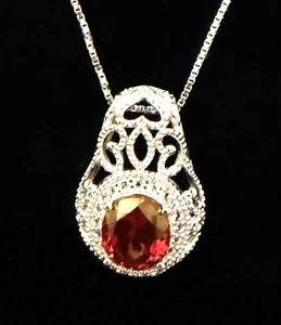 JTV Pink Topaz & White Topaz Sterling Necklace 925  BBJ Designer New - Picture 1 of 4