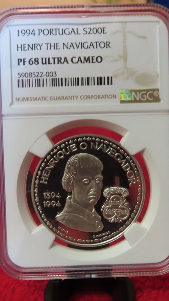 1994 Portugal Henry the Navigator 200 Escudos Silver Coin NGC PR PF 68 - Image 1 of 4