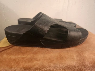 Fitflop LuLu Womens sz 11 Black Slip On Slides Comfort Sandals Shoes  #49 - Image 1 of 4