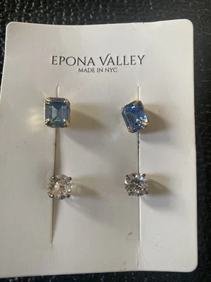 Epona Valley Gold Plated Swarovski Crystal Earrings Two Pairs SEE PHOTOS - Image 1 of 4