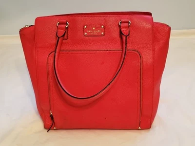 KATE SPADE Bolso de Mano Grande de Cuero Guijarro Rojo Brillante Limpio Foto 1 de 4