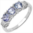Edler Diamant Tansanit Ring 925 Sterling Silber Rhodiniert 080 Karat