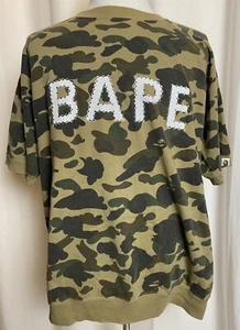 Vintage A Bathing Ape Bape Swarovski Crystal Camo Short Sleeve Men’s XL Sweater - Picture 1 of 12