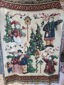 Schneemann Wald, passender Überwurf, Kissen, Wandteppich, Strumpf & Baumrock schön - Bild 1 von 8