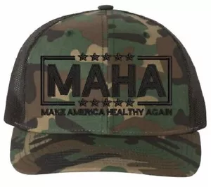 MAHA Make America Healthy Again Trump Vance Kennedy Sombrero Bordado Rico 112P BK - Imagen 1 de 2