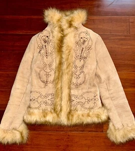Women's XOXO 100% Leather Beaded Vintage Jacket Size Small - Picture 1 of 8