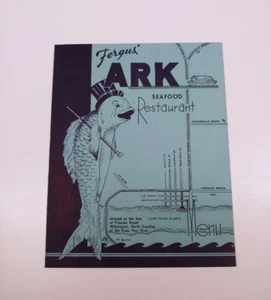 Menú restaurante de mariscos Fergus Ark vintage de los años 50 Wilmington, Carolina del Norte - flotante SS  - Imagen 1 de 4