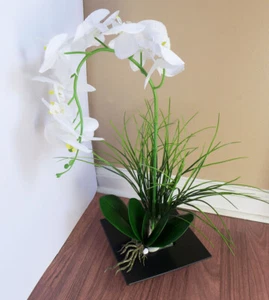 3 Pcs Artificial Plants Butterfly Orchid Flower With Fake Grass (#43) - Picture 1 of 5
