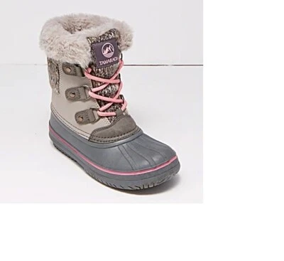 NEW Tamarack Girls Gray / Pink Fur Lined Winter Snow Boots, Size 12 - Image 1 of 4
