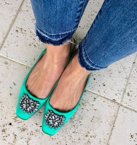 green flat shoes