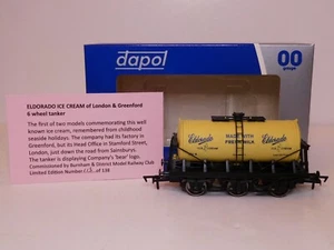 Dapol OO Elderado Ice Cream 6 Wheel Milk Tank Wagon R/N 4 L/E 113/138 Boxed - Picture 1 of 14