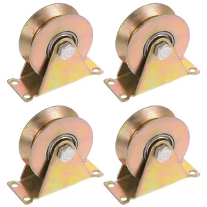 4pcs 3" V Groove Wheel Sliding Gate Caster Rigid Caster Wheels with Bracket - Picture 1 of 7