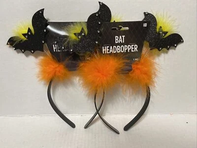 Amscan Halloween Bat Headbopper Black/Orange Set Of 2 New With Defects - Image 1 of 4