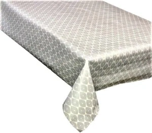 Wide Width Vinyl Tablecloth Moroccan Grey Plastic Wipe Clean 63" Wide (342) - Picture 1 of 1