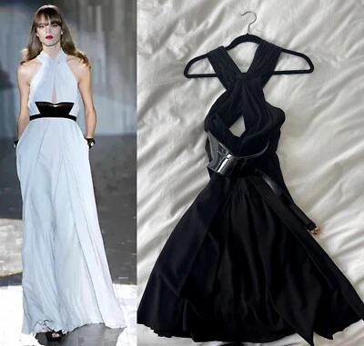 Gucci Vestido Pasarela Hasta la Rodilla 2007 Cinturón Negro Talla 38 XS   Foto 1 de 4