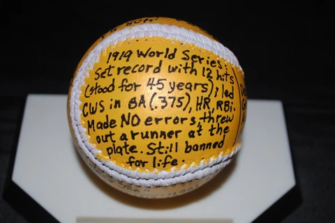 SHOELESS JOE JACKSON GOLD LEGENDS BASEBALL HANDPAINTED & HANDWRITTEN Cover