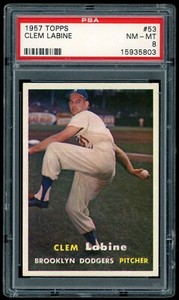 1957 Topps #53 Clem Labine PSA 8 NM-MT