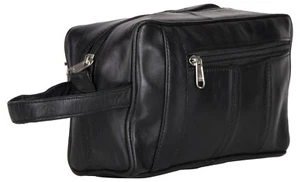 Toiletry Bag Genuine Leather Shaving Dopp Kit Travel Case Organizer Makeup Men - Picture 1 of 11