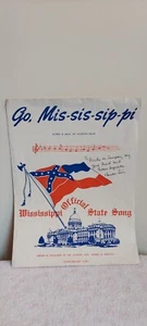 GO, MIS-SIS-SIP-PI OFFICIAL STATE SONG 1962 SHEET MUSIC HOUSTON DAVIS SIGNED - Picture 1 of 12