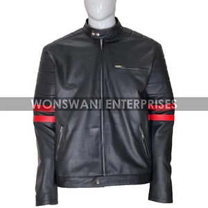 Men's Real Lambskin Leather Fashion Jacket Cafe Racer Retro Style Biker Jacket - Picture 1 of 6