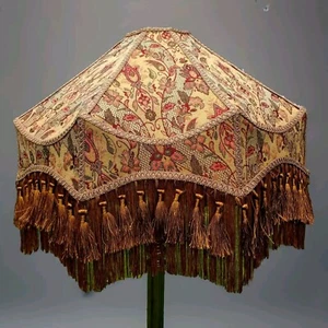 PREMIUM 12" BESPOKE LAMPSHADE ANTIQUE GOLD TRELLIS FABRIC 2 REMAINING - Picture 1 of 2