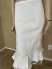 Women’s White Denim Cotton Casual Bead Lace Zip Embroider Size M(6-8) Skirt 3015