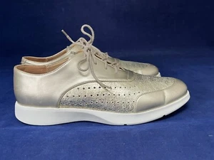 GEOX RESPIRA UK 6 GOLD LEATHER LACE UP SHOES EXCELLENT - Picture 1 of 4
