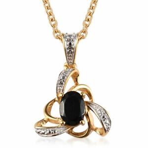 Tourmaline Pendant Necklace Fancy Knot Real 14K Yellow Gold Over 925 Silver 20"