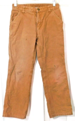 Carhartt Pants Flannel Lined Canvas Cargo Brown Workwear Youth Size 12-26.5x25.5 - Image 1 of 4