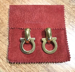 Vintage Salvatore Ferragamo Clip-On Convertible Earrings Gold Tone - Picture 1 of 6