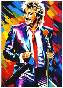 ROD STEWART * Custom ACEO * Fun Novelty * MUSIC ARTIST * Art Card * ATC - Bild 1 von 2