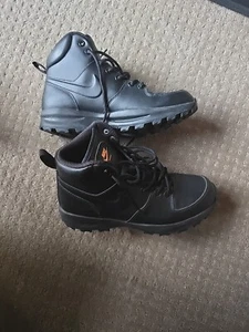 Nike Mens Manoa Leather Mid Top Boots Black 454350-008 Size 8 - Picture 1 of 9